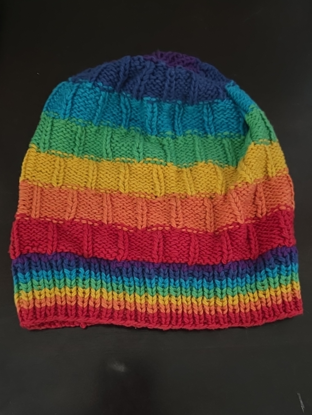 Rainbow Knit Beanie Hat - Multicolor